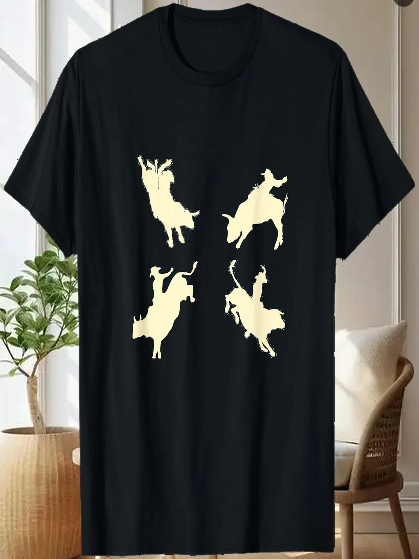 

Bull Riding Bucking Bull Rodeo Cowboy Graphic T-Shirt Men's Cotton Crew Neck Tee