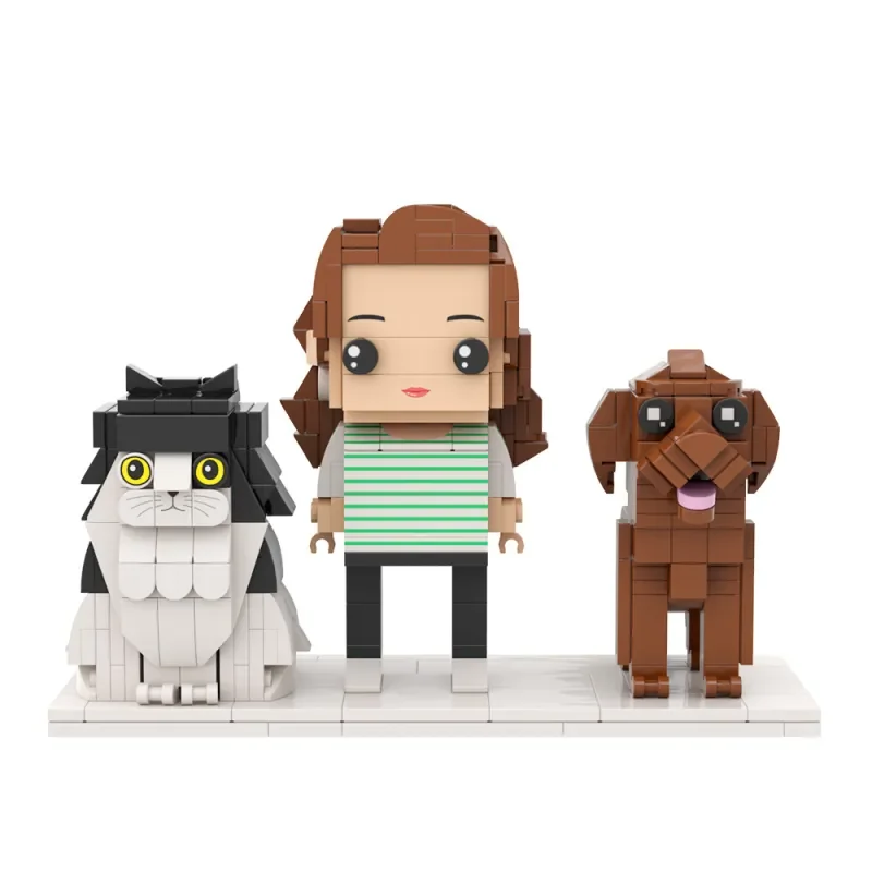 

My Custom Brickfigures Full Body Customizable Brick Figures Persaonalized Brick Figures with Cat and Dog Gift To Building Blocks