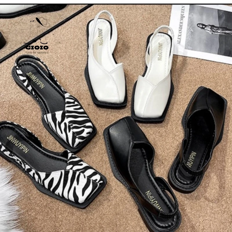 

Summer Style French Baotou Cool Single Shoes Women's Shoes Girls Square Head Grandma Shoes Slip-on Lazy Bean Sandals Women