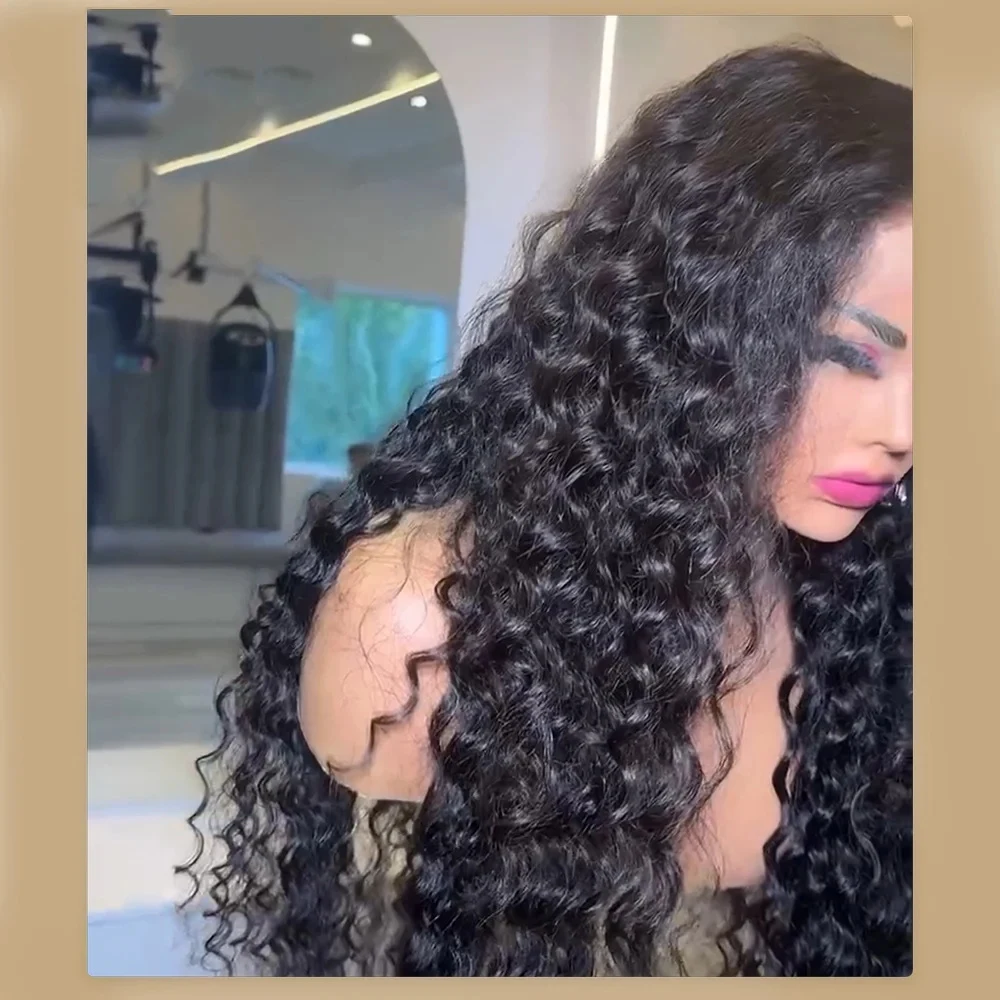 180 الكثافة طويل غريب مجعد 26 بوصة لينة غلويليس أسود عميق الدانتيل شعر مستعار أمامي للنساء مع شعر الطفل قبل قطعها يوميا