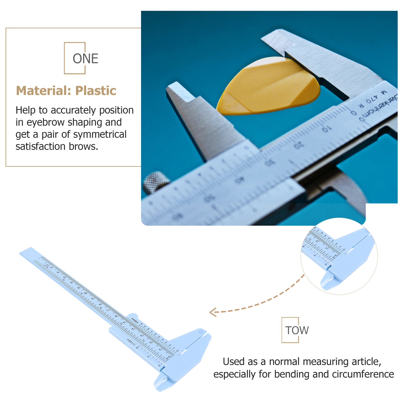 2Pcs Eyebrow Measuring Ruler Premium Plastic Makeup Tool Accurate Symmetrical Brow Shaping Microblading Vernier