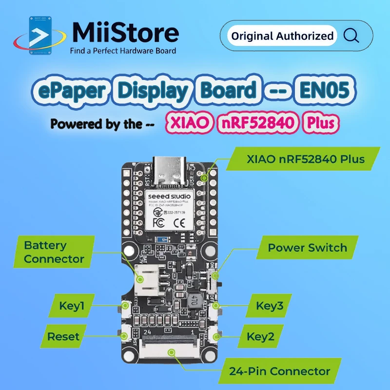 Seeed XIAO nRF52840 ePaper Display Board EN05 for 4-pin ePaper display,built-in charging IC,JST 2.0mm battery connector,IO port