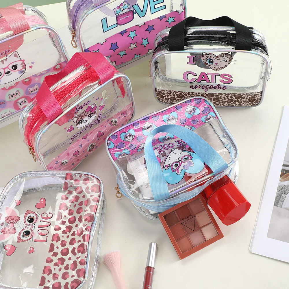 New Simple Letter Portable Transparent Waterproof Jelly Cosmetic Bag Toilet Bag Hand Carry Beach Fitness Bath Bag makeup bag