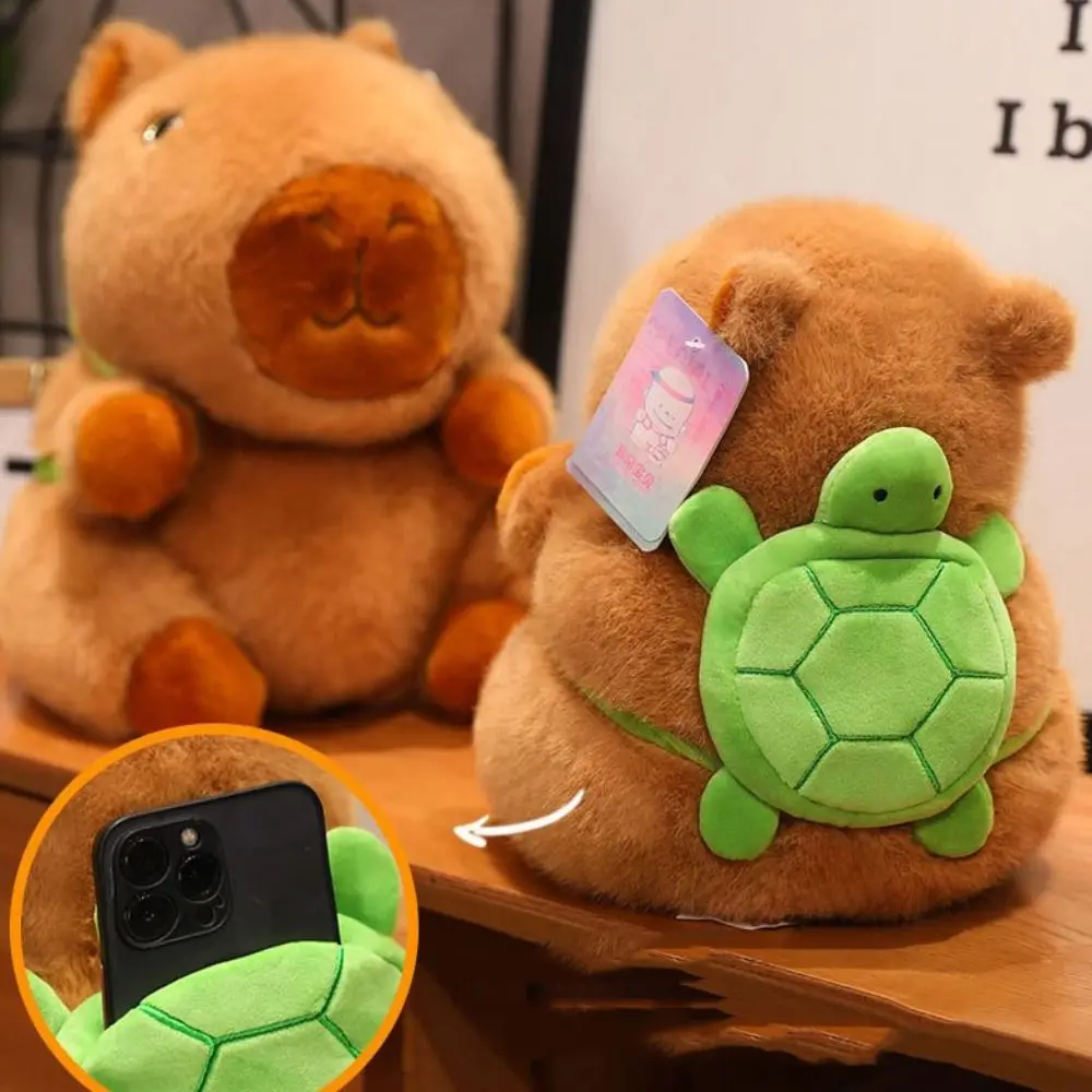 Capybara จําลอง Capybara Plush ของเล่นจําลองเต่า Capybara ตุ๊กตา Plush ตุ๊กตาน่ารักตุ๊กตาสัตว์นุ่มพร้อมกระเป๋าเป้สะพายหลังเต่า