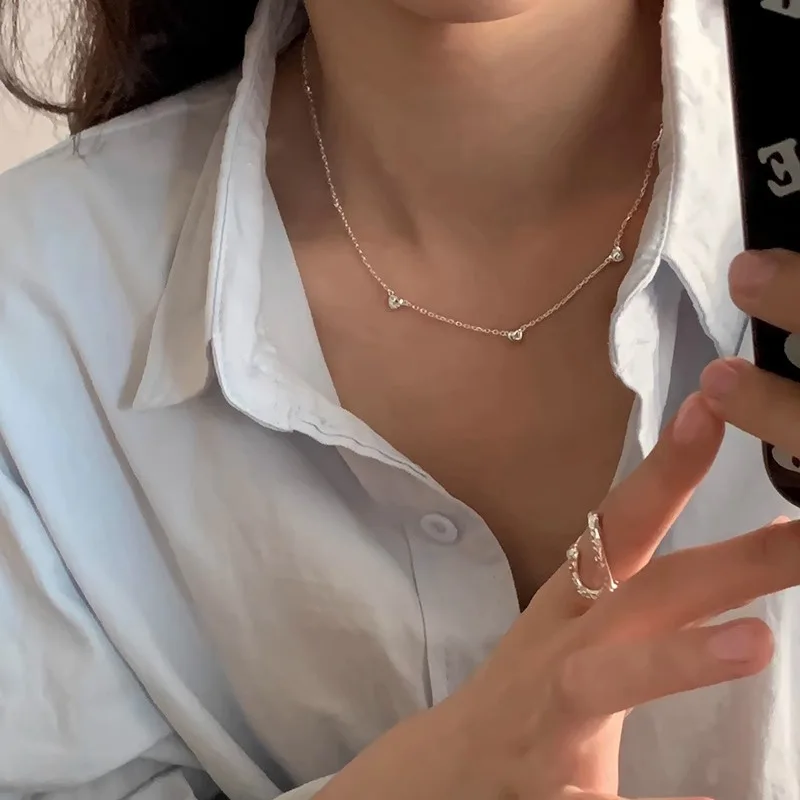 VENTFILLE 925 Sterling Silver Love Heart Necklace for Women Girl Gift Minimalism Fashion Versatile Choker Jewelry Dropshipping