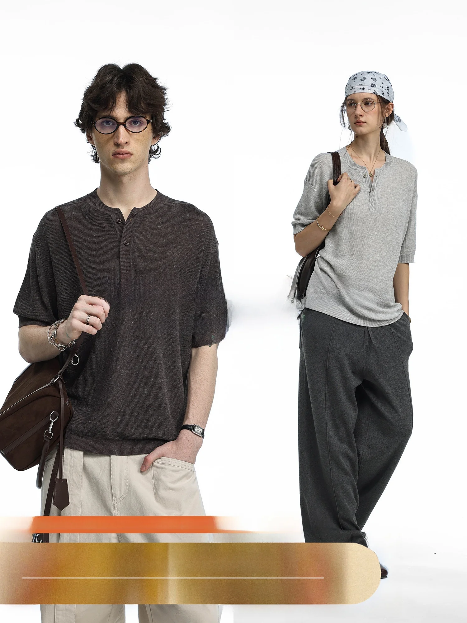 

Легкая дышащая футболка UnvesnoUN Old Money из смесового льна и лиоцелла, 16-игольная вязка, с воротником хенли, короткий рукав, повседневный стиль, весна