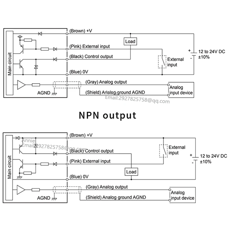 Measuring distance 50mm Output NPN CMOS Laser displacement Measurement sensor