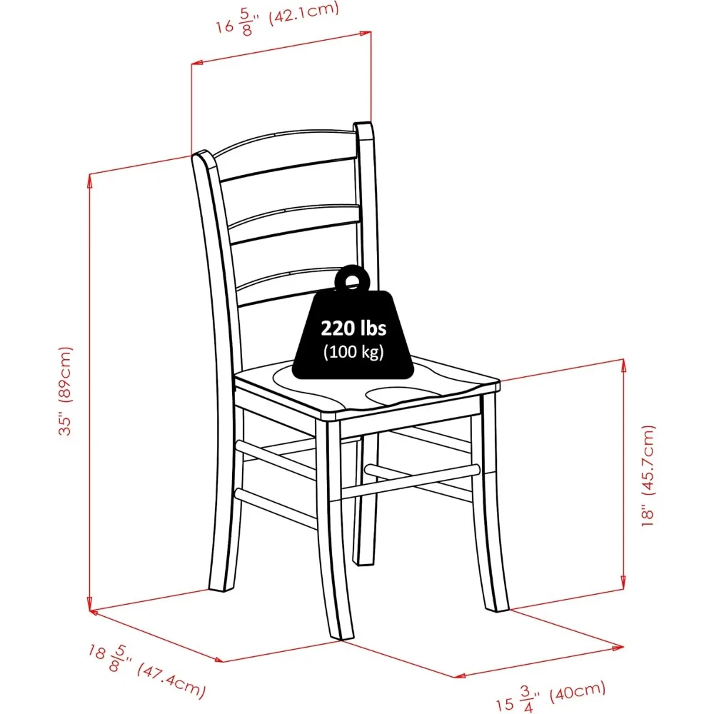 Silla con respaldo de escalera de madera, roble claro, 2 piezas (34232), MUEBLES