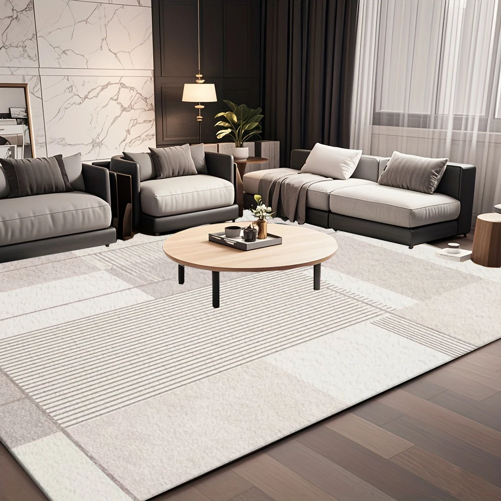 Geometric Striped Patchwork Area Rug, Modern Minimalist Floor Carpet, Home Decor Mat For Bedroom