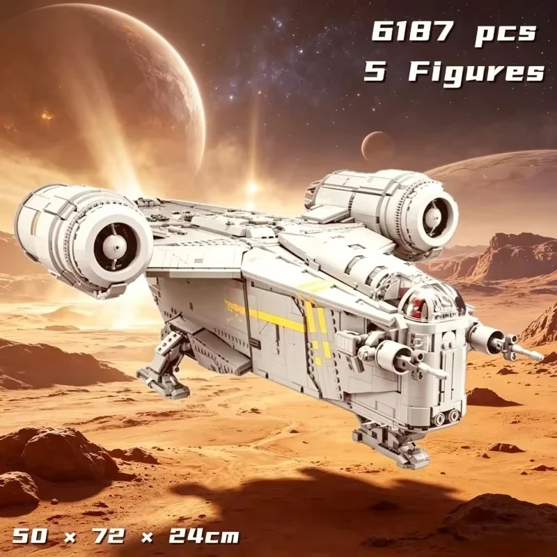 2026 Space Battle Series Large Razor Crest Model Ucs Interstellar Spaceship Building Blocks Toys Adults Birthday Presents