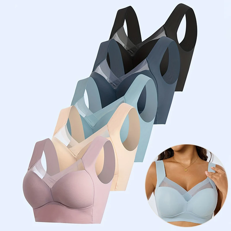 FallSweet 3PCS Plus Size Sport Bra Women Seamless Lace Bralette Shockproof Wireless Brassiere Full Cup Push Up Vest Underwear