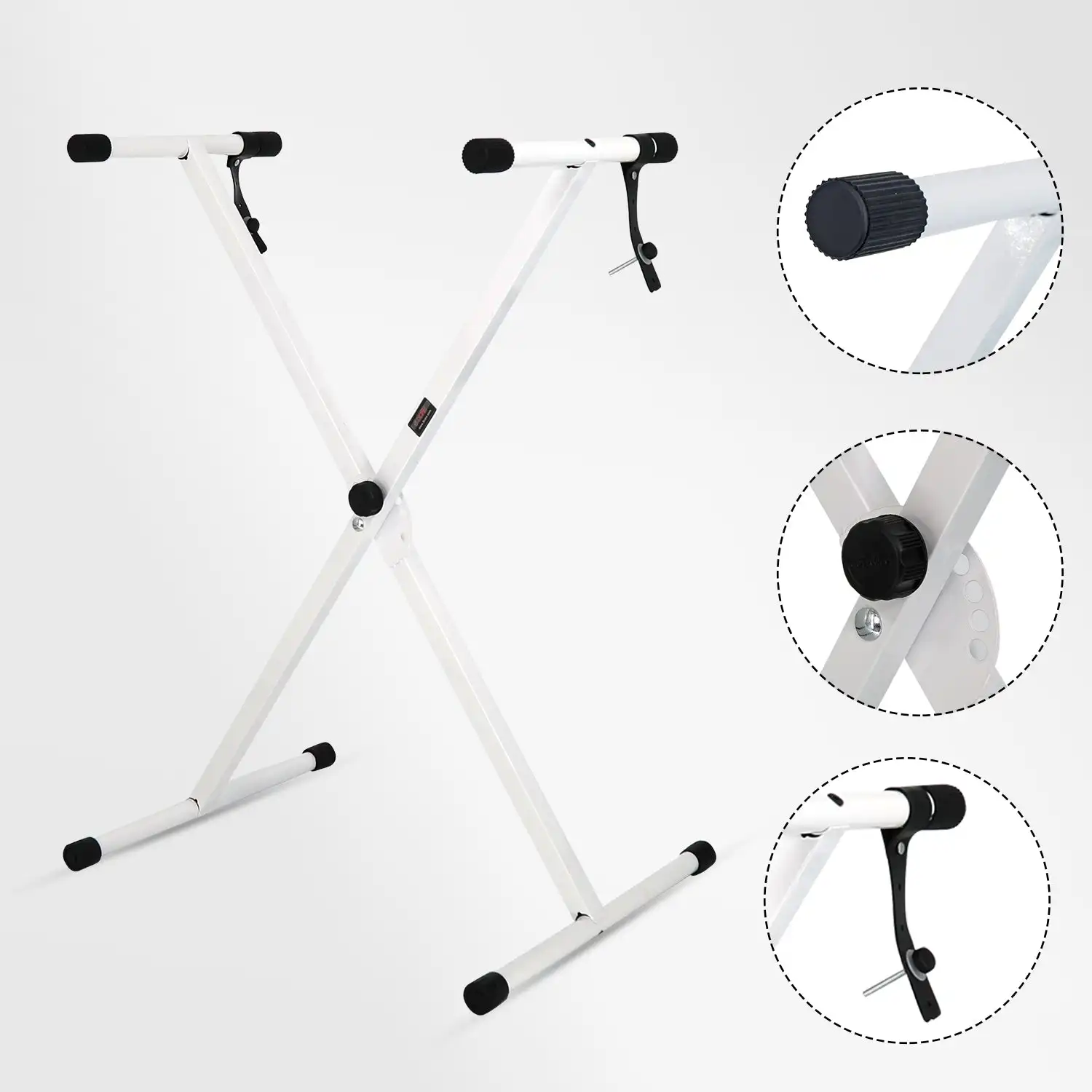 5 Core Keyboard Stand Single X Style Adjustable Lift Piano Riser For 49 - 88 Keys KS 1X WH
