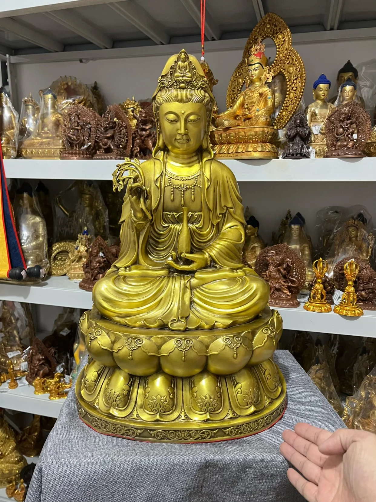 50cm huge Home family Worship copper Guanyin Bodhisattva bless safety healthy Copper PU SA statue Buddha Hall Altar Worship