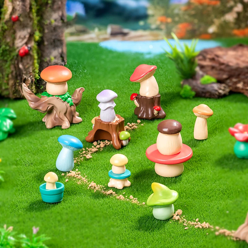 10Pcs/Pack Cartoon Mushroom Elf Mini Model Diy Gardening Potted Plants Miniature Landscape Decorations Small Ornaments