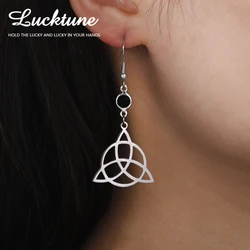 Lucktune Triquetra Witch Knot Drop Earrings Stainless Steel Trinity Irish Knot Symbol Earrings for Women Vintage Jewelry Gift