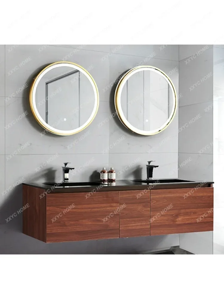 Bathroom Cabinet Bathroom Multi-Layer Solid Wood Double Basin Wash Basin Cabinet Table Top Combination Bathroom Single Washstand