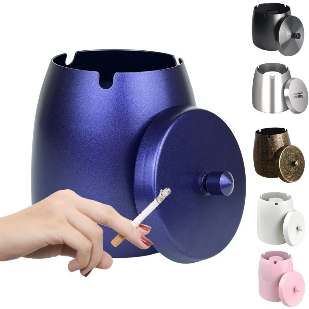 

Ash Tray, Large Outdoor Ashtray with Lid, Ashtray for Outside Patio, Stainless Steel Windproof Smokeless Ash Tray for Balcony, A