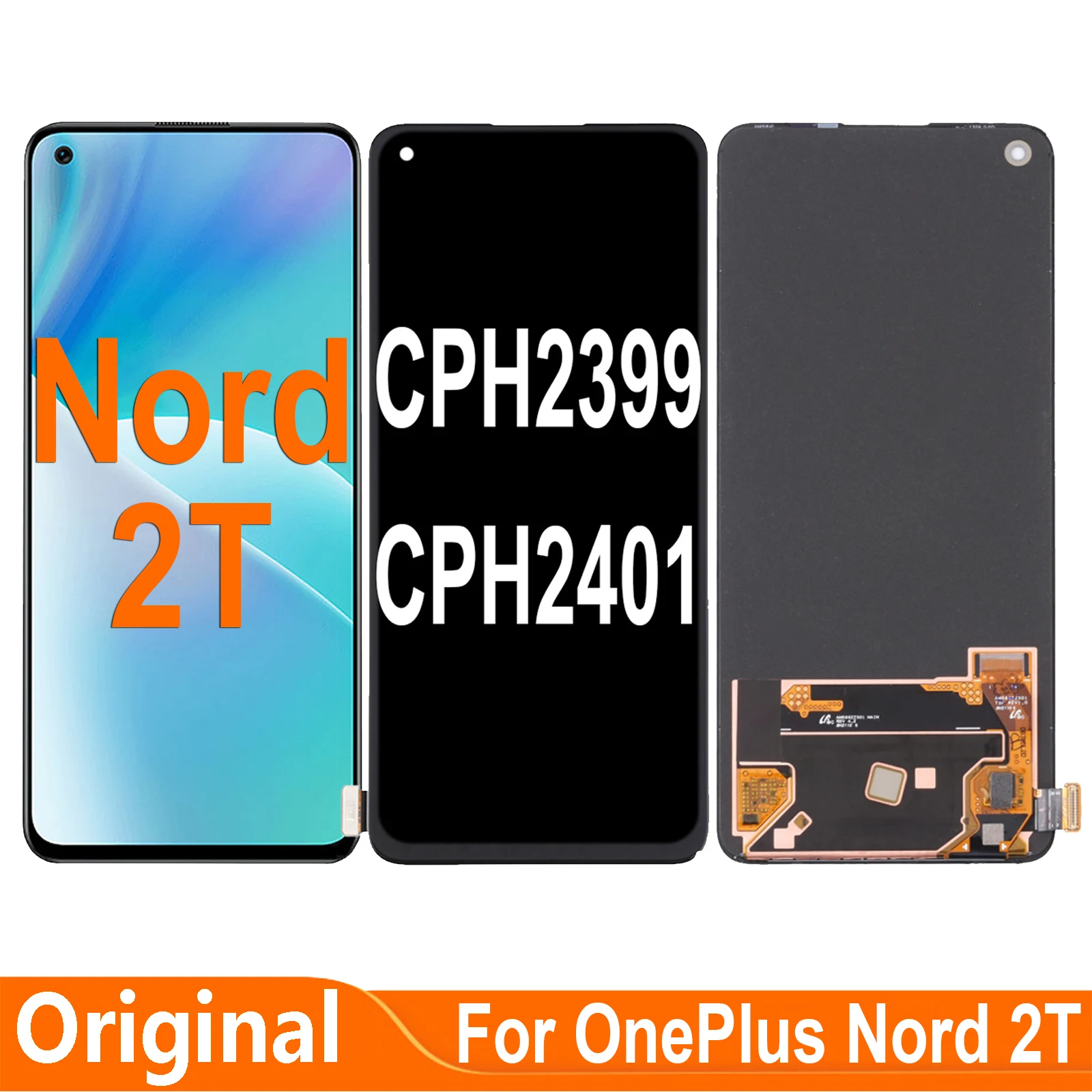 6.43\'\' AMOLED For Oneplus Nord 2T CPH2399 CPH2401 LCD Display Touch Screen Digitizer Assembly For Oneplus Nord2T LCD