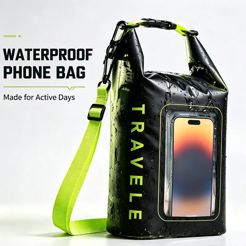 Waterproof Dry Bag With Phone Window Touch Screen Sling Shoulder Dry Sack For Beach Swimming Rafting Outdoor Travel Sports