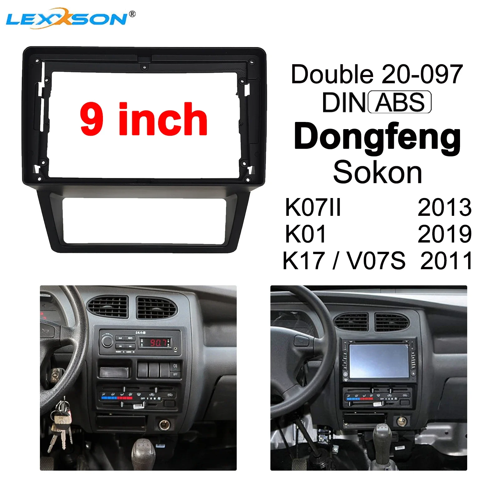 

9 Inch 2din Car Fascia For Dongfeng Sokon 2011 K17 V07S / 2013 K07II / 2019 K01 Installation Double Din Car DVD Frame In-dash