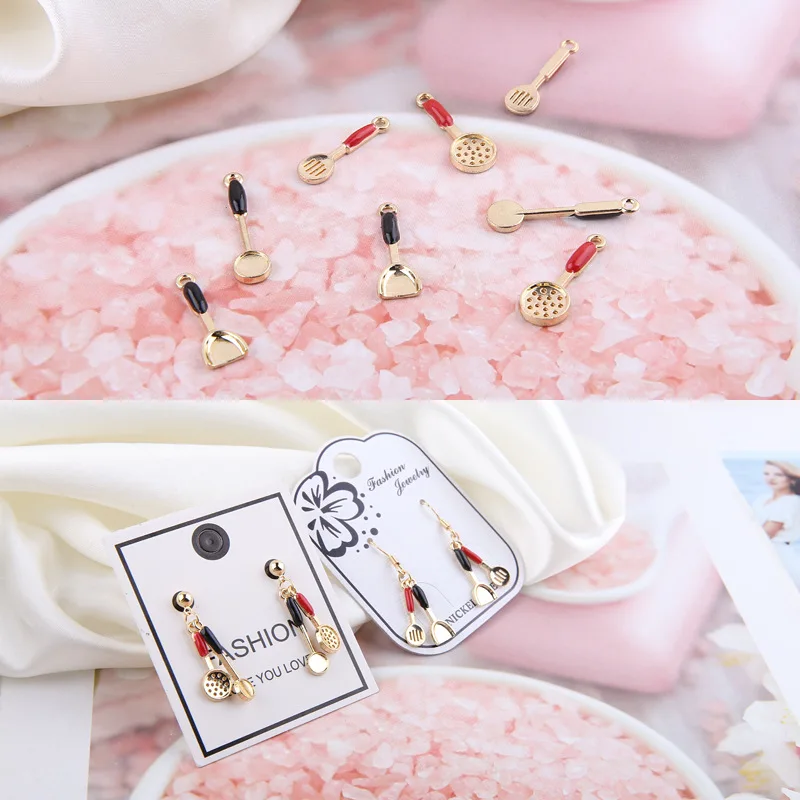 1pcs Jewelry Fun Diy Material Simulation Mini Life Kitchen Utensils Spatula Spoon Earring Pendant Handmade Keychain Charms