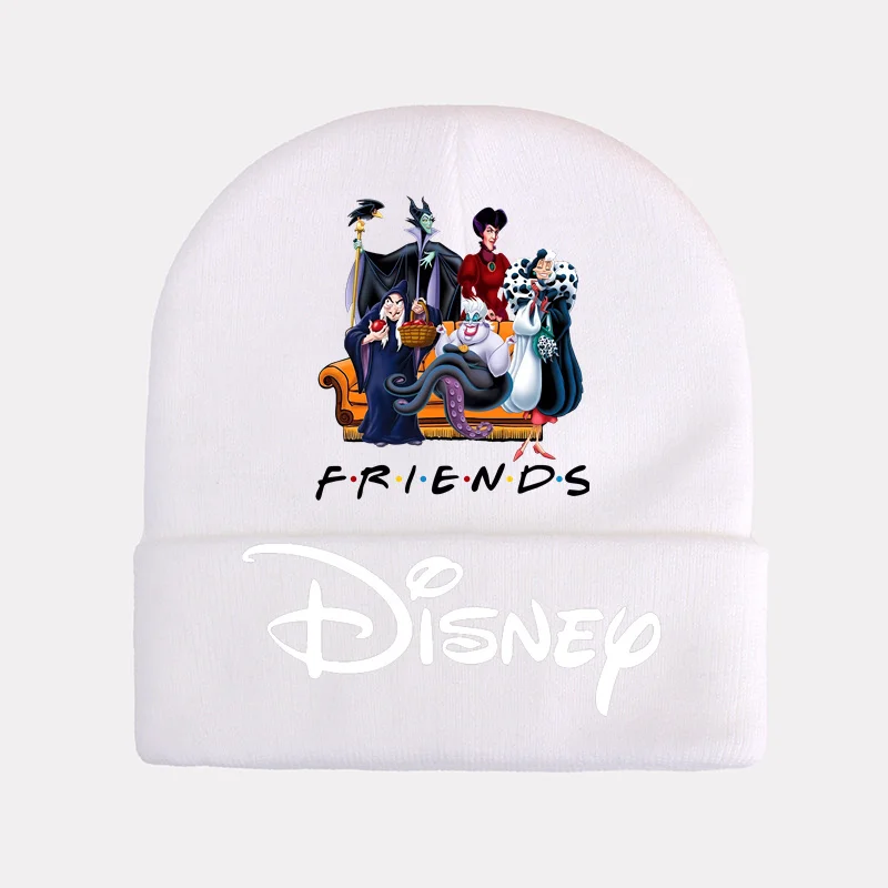 Chapéu de malha infantil dos vilões da Disney, gorro de lã quente à prova de frio, gorro de ciclismo ao ar livre, outono e inverno