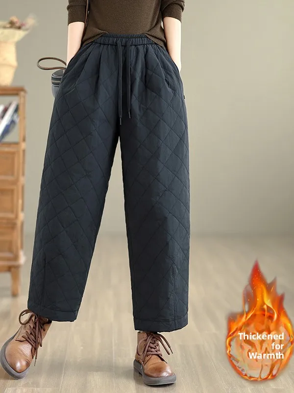 

Женские зимние утепленные хлопковые брюки прямого кроя с ромбовидным узором, широкие брюки-морковки, абсолютно новые, модель 2025 года
