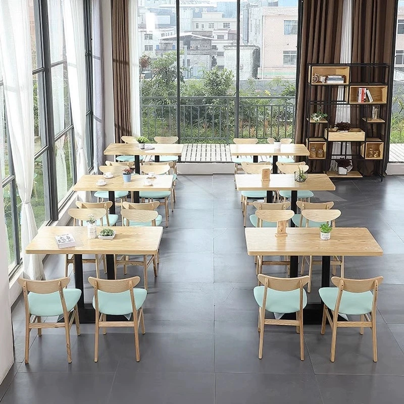 & Modern Trendy Fast Food Table Chair Set for Snack Desserts Burger Café Sofas Bar Booths Metal Material for Milk Tea Shop
