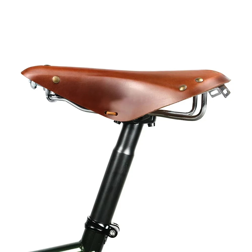 Wildside Retro Bicycle Saddle Cowhide Leather Road Bike Vintage Cushion Comfortable Handmade City Commuter Electric E-bikes Part