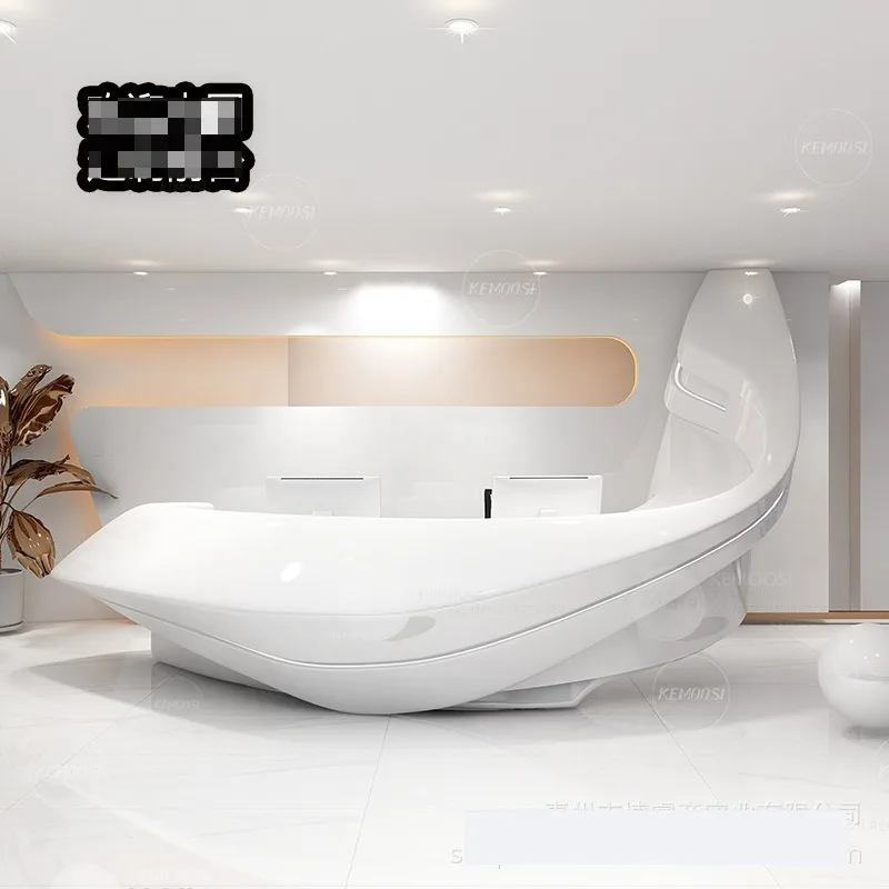 Special-shaped creative fiberglass paint front desk Sales department Hotel reception front desk Bar Bar shopping mall informatio