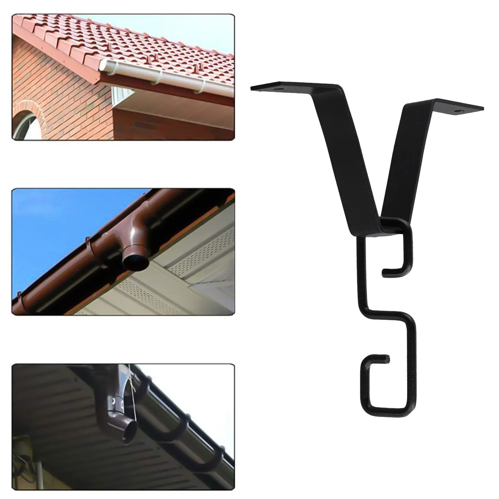 Chain Hook Outside Hardware V Shaped Hook Hanger Electroplating Black Zinc Prevent Rusting Standard-sized Gutters
