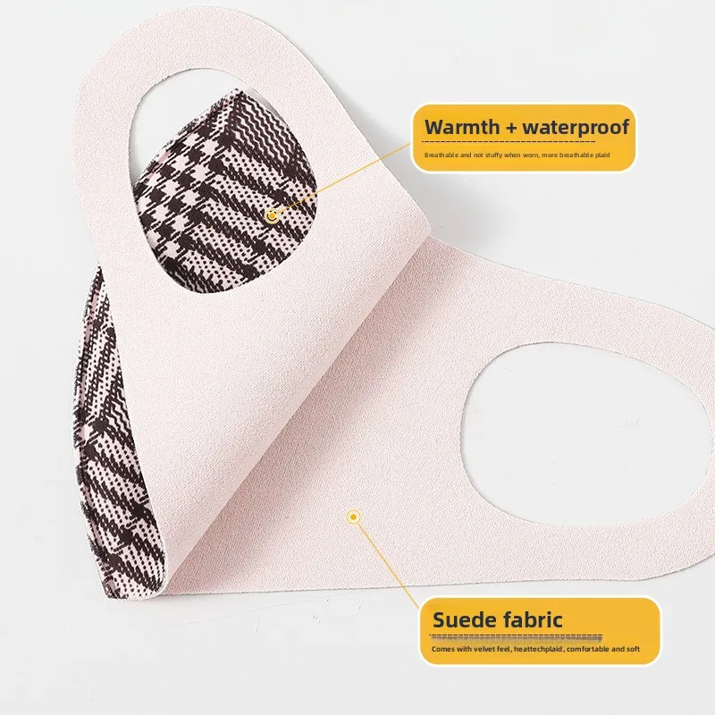 Warm Winter Outdoor Mask Men Women Suede Thickened Dustproof Sunscreen Breathable Washable Small Face 3D Three Dimensional Mask