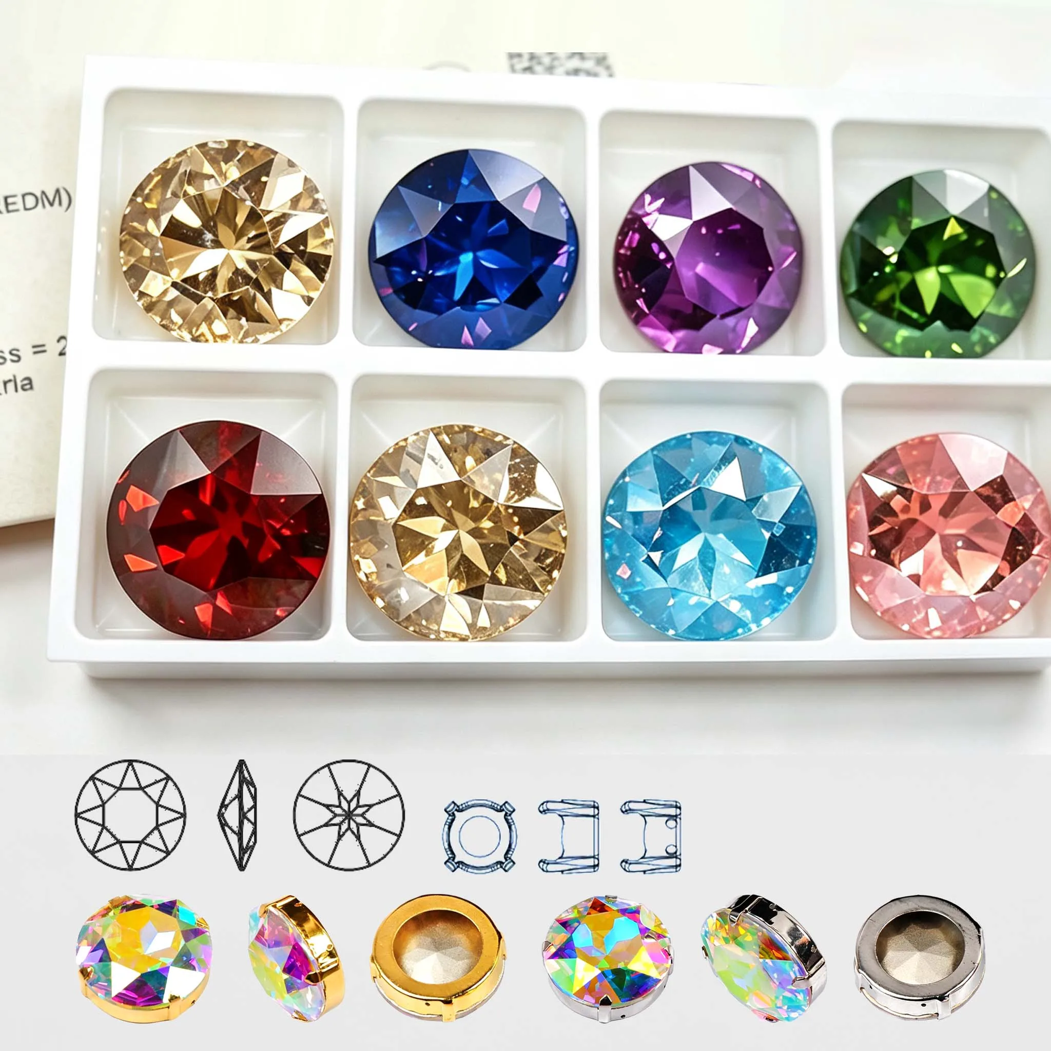 1201 27mm  Round Gemstone Flower K9 Glitter DIY Craft Glass Stones Pointback Gem Crystal Rhinestones Beads Glue On Rhinestone
