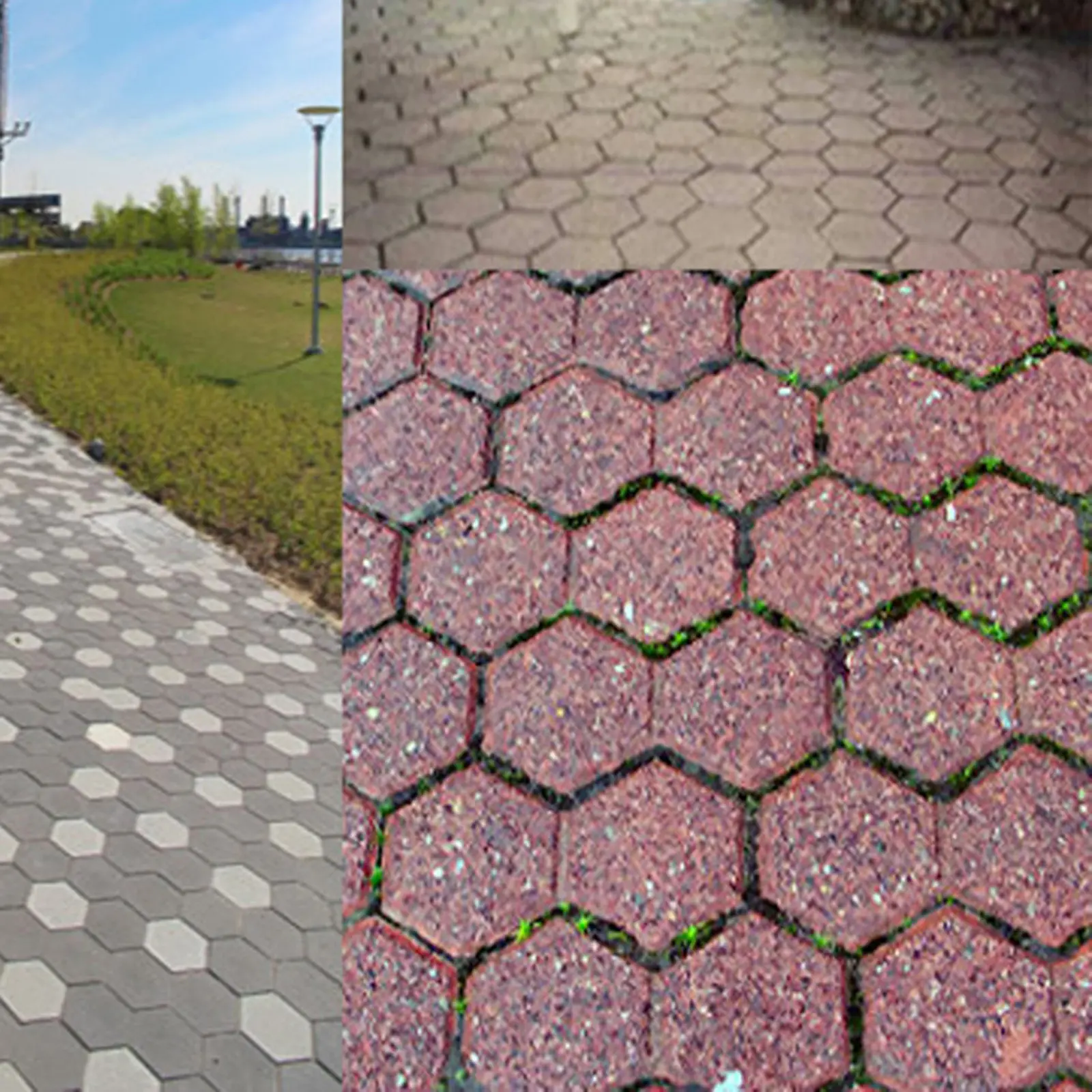 Reusable Black Plastic Hexagon Path Maker Mold for DIY Cement Brick Molds Garden Path Patio Courtyard Driveway