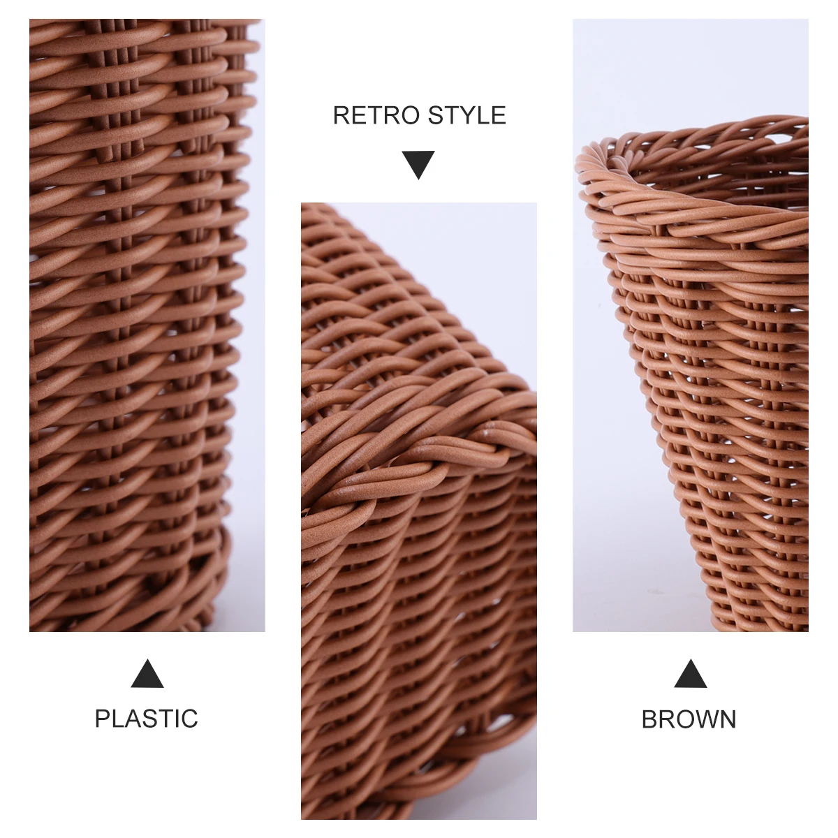 

1PCS Kids Bike Baskets Car Storage Wicker PE Rattan Material Large Capacity Retro Appearance Easy Install Remove Plastic