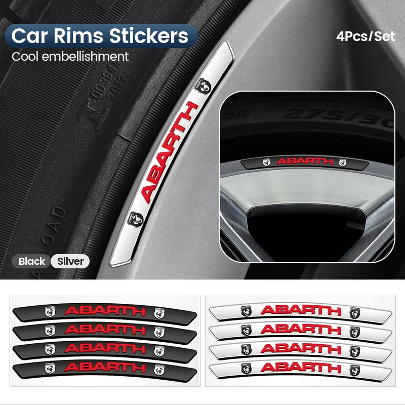 4 Uds llanta de rueda de coche pegatina con logotipo de aluminio calcomanías de cubo de rueda para Fiat Abarth 500 124 125 595 Punto Bravo Scorpion Ducato