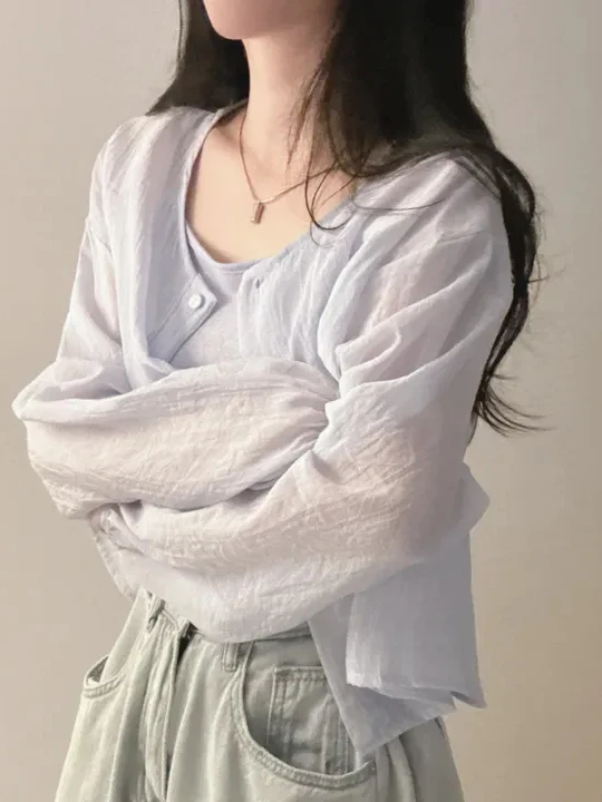 Nouveau 2025 vêtements d'extérieur de protection solaire longs Sve irt pour femmes + Ele Match intérieur petite sangle ensemble deux pièces trajet Sl...