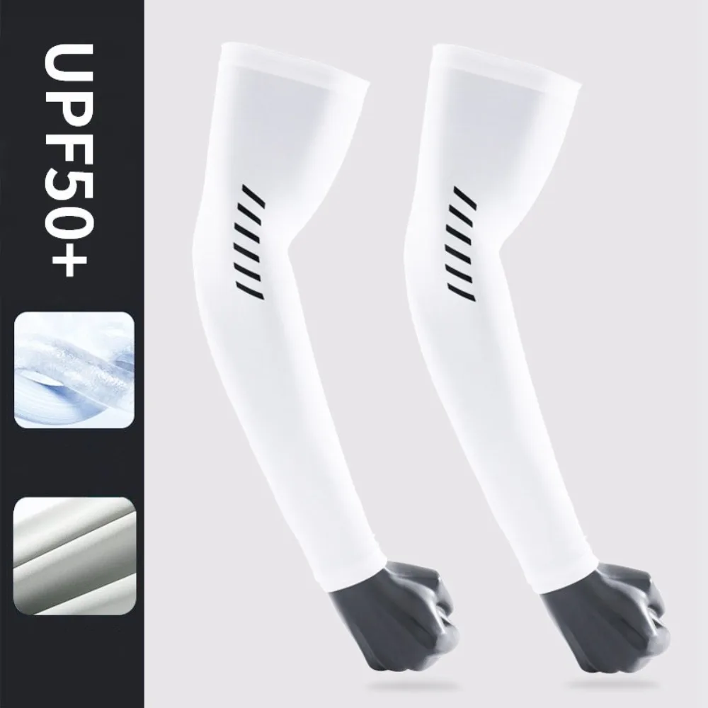 

1 Pair Stretchy Breathable Arm Sleeve UV Protection Thin Cycling Sport Sleeve Quick Dry Ice Fabric Sleeve Outdoor