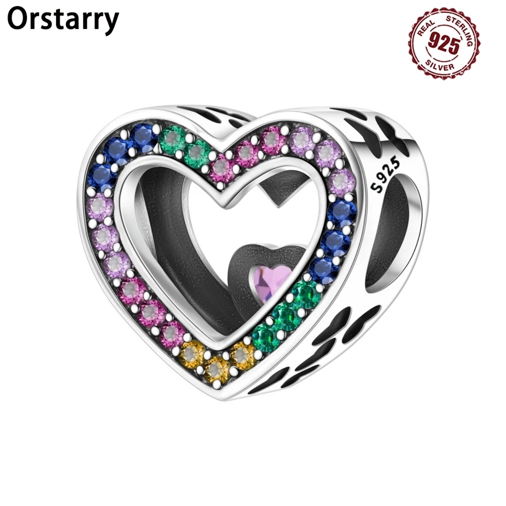 ORSTARRY 925 Sterling Silver Colorful FOREVER Love Beads Original Pendants Bracelet Charms Fit Jewelry Party DIY Gifts Accessory