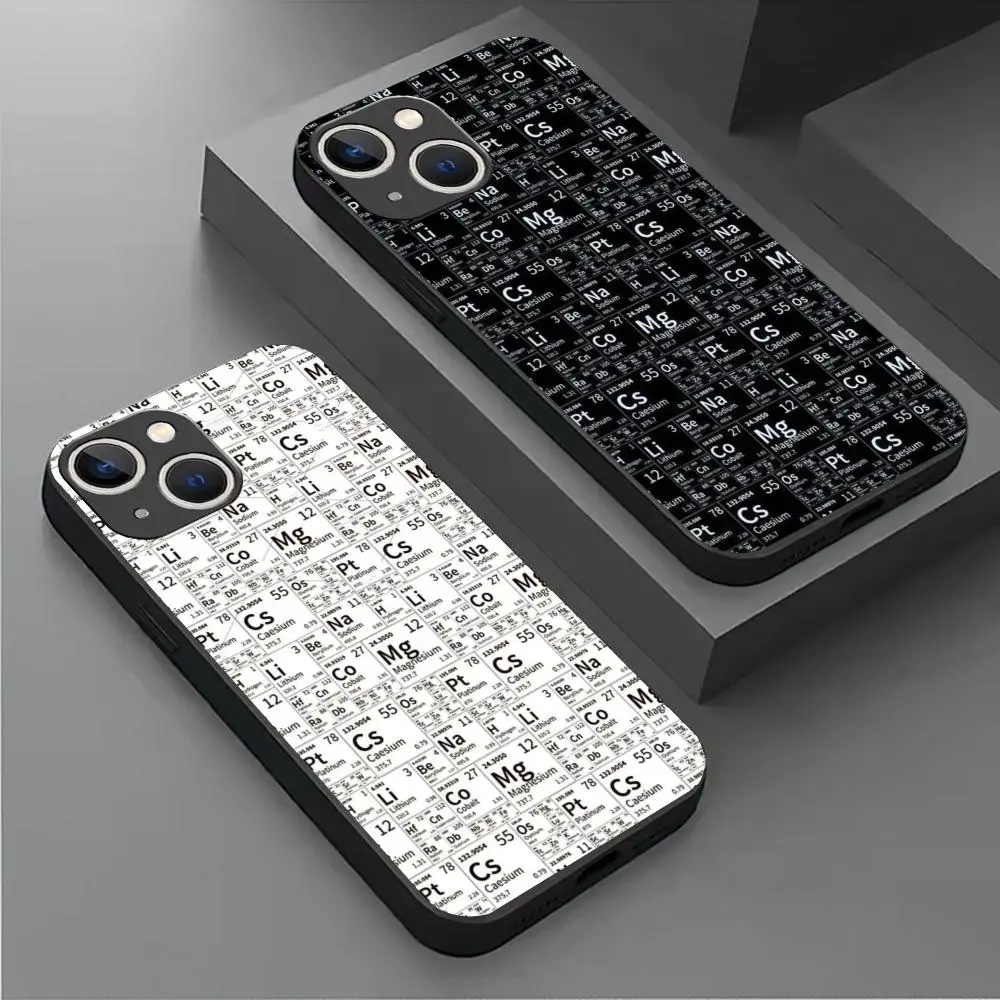 Chemistry Periodic Table Science Phone Case For iPhone 16 15 14 13 12 11 X XR XS 8 Plus Mini Pro Max Soft black Shockproof Cover