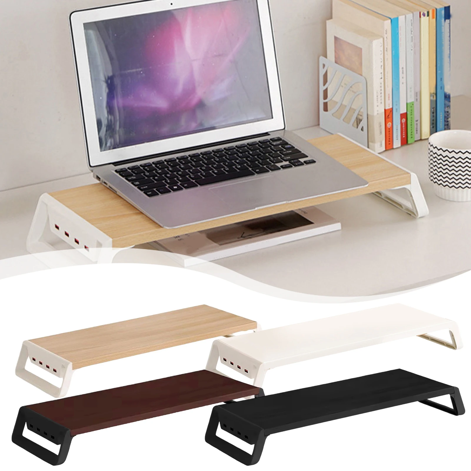 4 USB Ports PC Monitor Stand Screen Holder Keyboard Storage Space Bar Aluminum Laptop Monitor Stand Desktop Laptop Holder