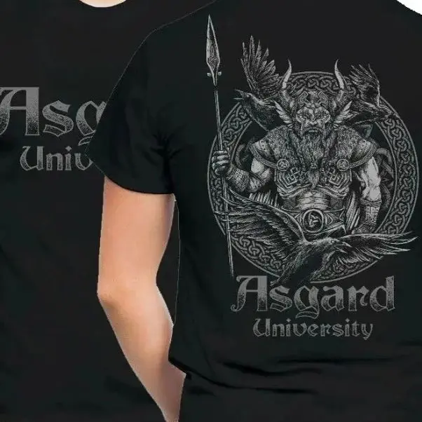 

Norse Myth Odin God Valhalla Nordic Warrior Asgard University T-Shirt 100% Cotton O-Neck Summer Short Sleeve Casual Mens T-shirt