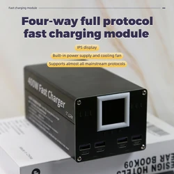 400W Desktop Charger DC 1.54inch IPS Color Screen Four-way PD QC SCF FCP Charge Laptop Phone With Fan 110-220V Fast Charging