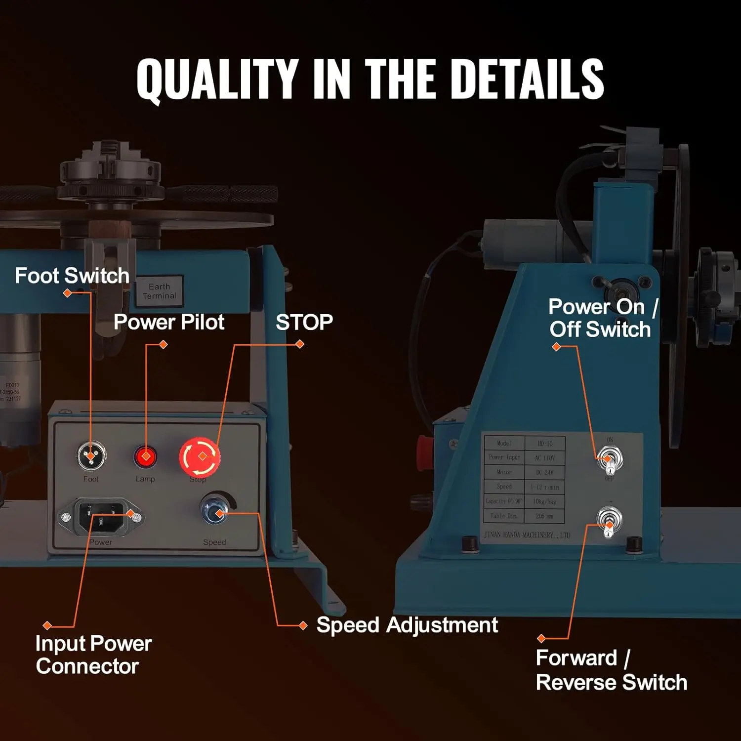 Rotary Welding Positioner 10KG, 0-90° Welding Positioning Turntable Table with 8.1 Inch 3-Jaw Lathe Chuck, 1-12 RPM 20W Portable