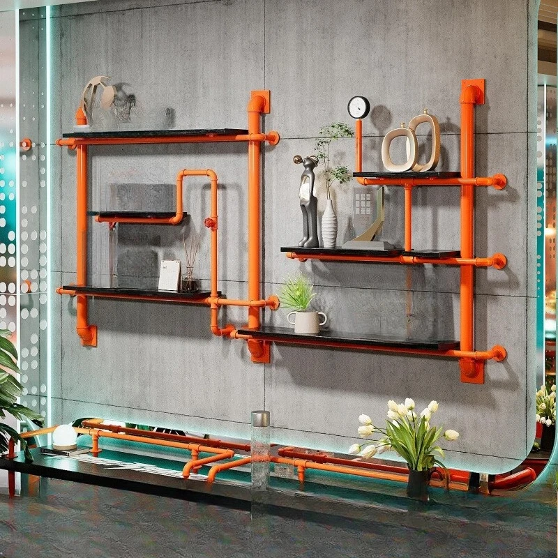 Retro industrial style wrought iron creative wall layered baffle simple wall hanging bookshelf shelf display rack decorative