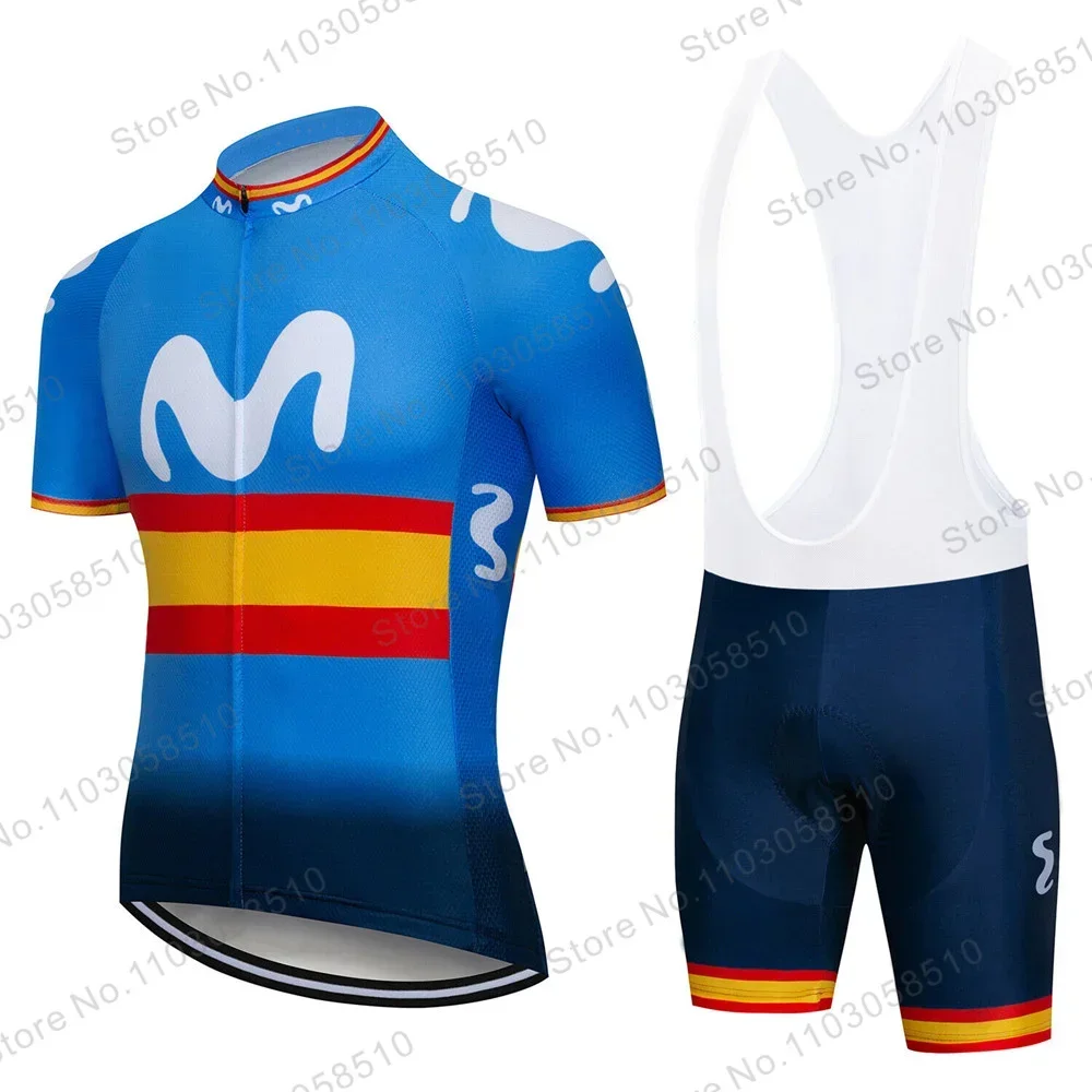 Conjunto de Jersey de Ciclismo Movistar para hombre, Ropa de Ciclismo de manga corta transpirable para verano, Maillot, uniforme, 2023