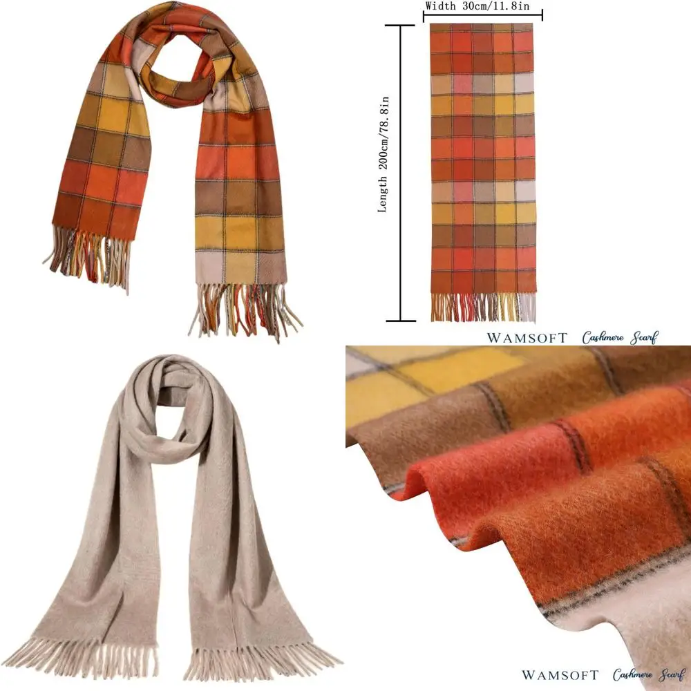 

Зимние кашемировые шарфы для мужчин и женщин. | Толстые клетчатые и однотонные легкие накидки для путешествий в холодную погоду