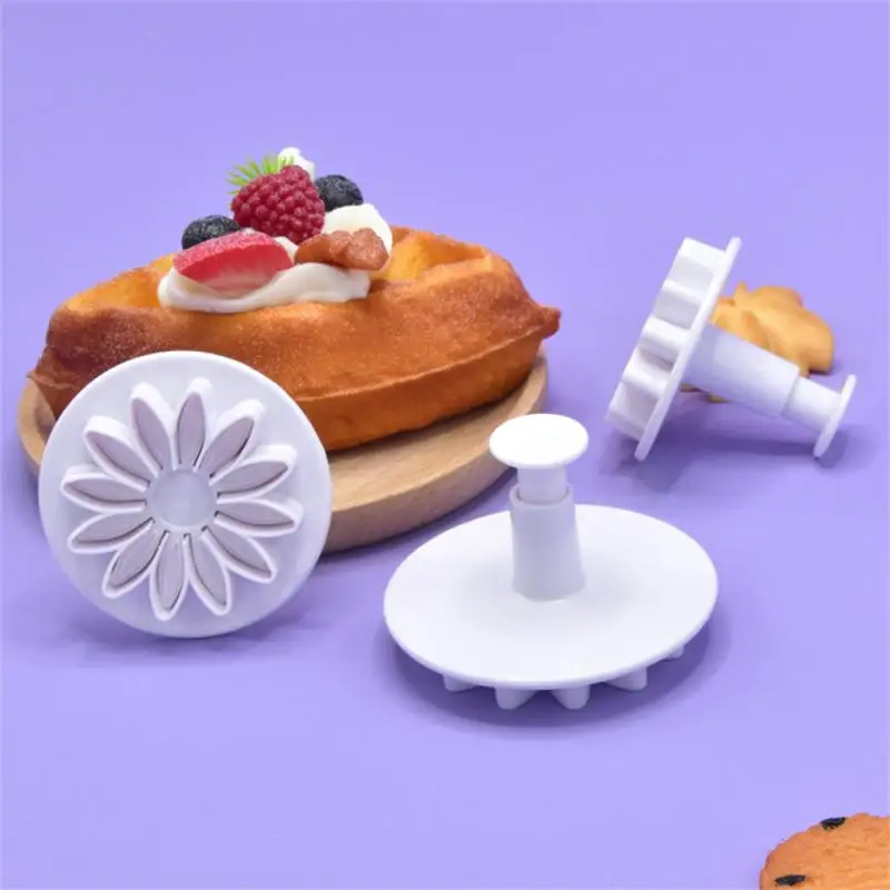 Set Plum Flower Plunger Fondant Mold Cookie Cutter Daisy Chocolates Cake Decorating Biscuit Stamp Moulds For Baking Kitchen