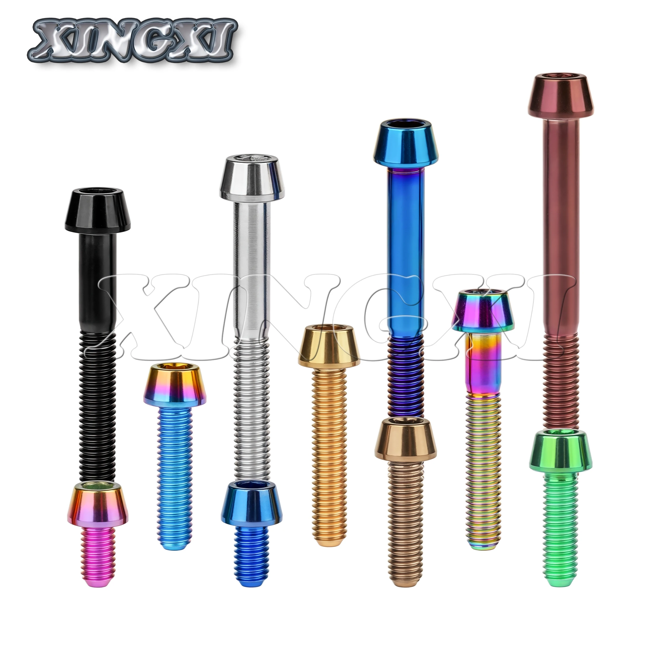 Xingxi-Vis à Tête Conique en Titane M6x10, 16 18 20 25 30 35 40 45 50 55 60 65mm, Clé Allen pour Casque de Vélo, Boulons de Frein