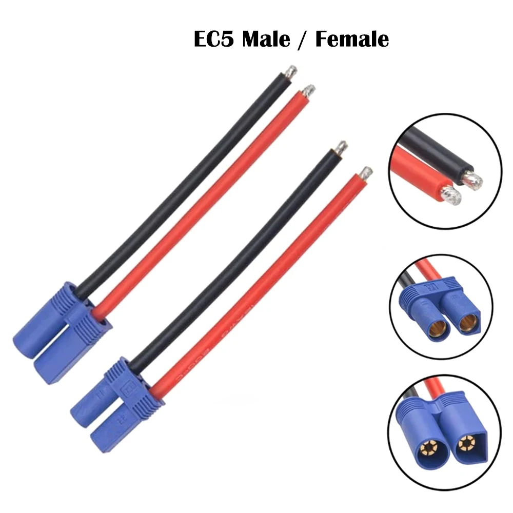 EC5 Male Female Bullet Connector Pigtail Cable 10AWG Silicone Wire 10CM for RC Lipo Battery FPV Drone Model Aircraft